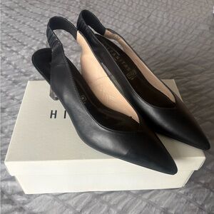 Hispanitas Black Leather Slingback Heels